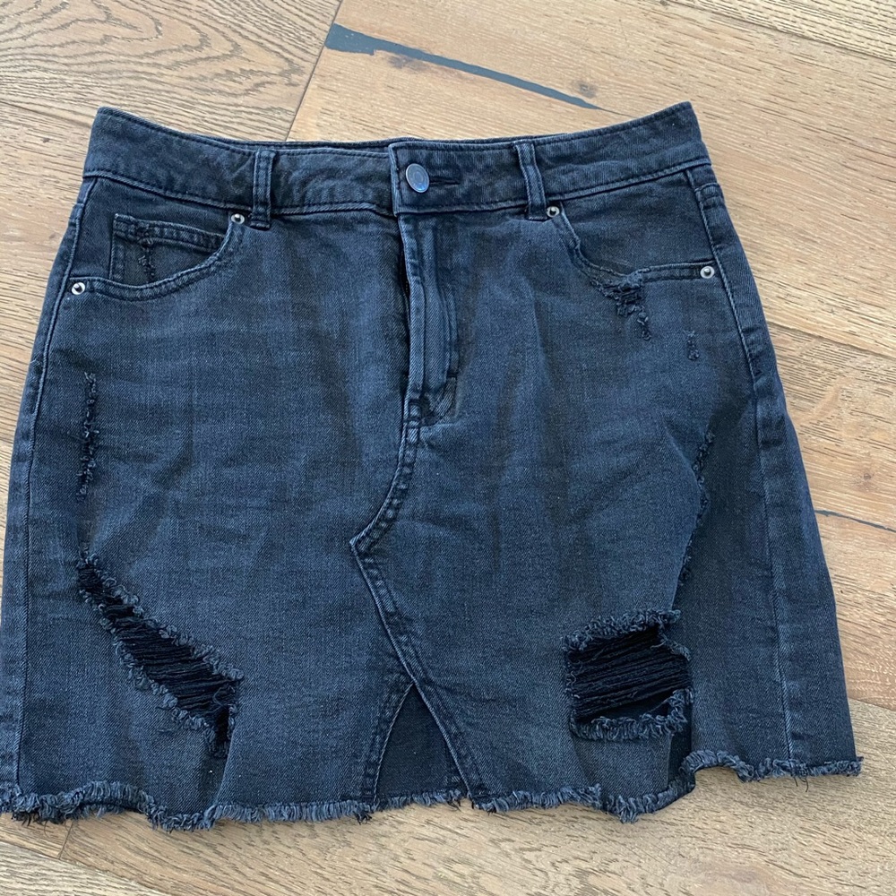 distressed black jean shirt